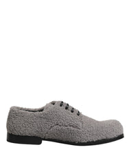 Gray Fleece Lace Up Men Derby Dress Shoes