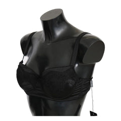 Black Lace Satin Elastic Bra