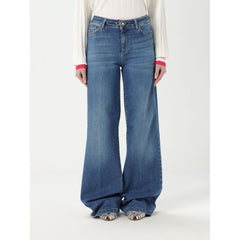Blue Cotton Flared Jeans