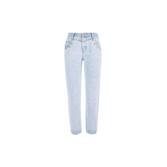 Light Blue Cotton Boyfriend Jeans
