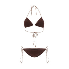 Brown Elastane Bikini