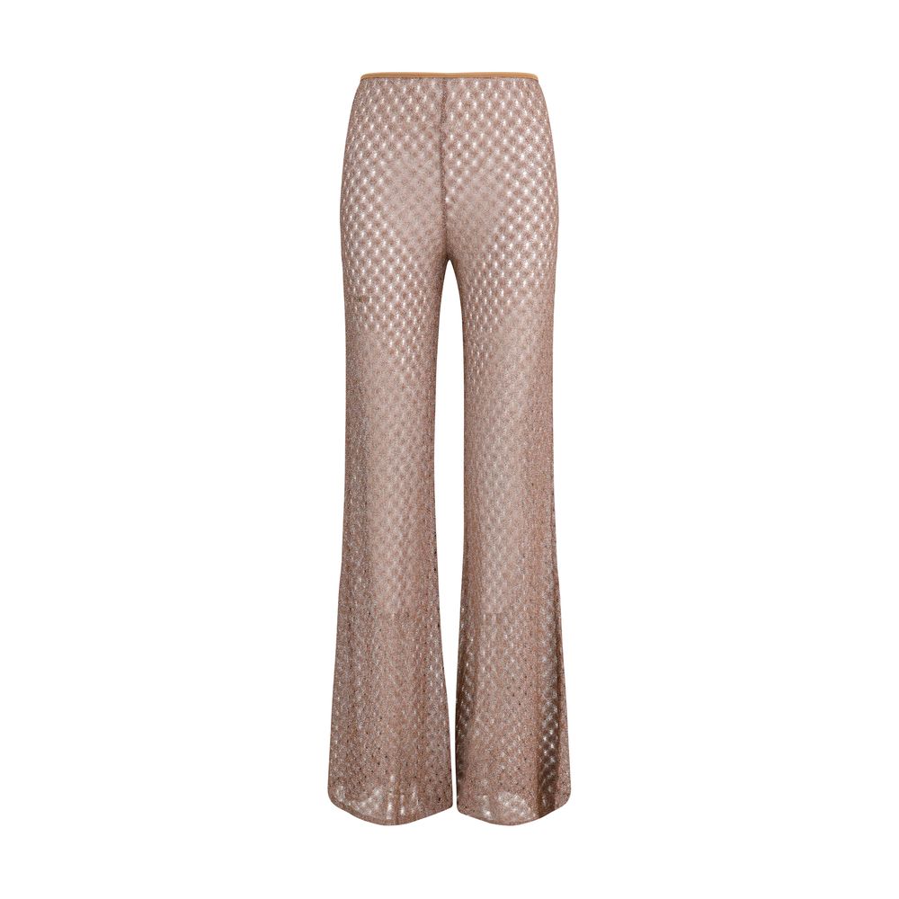 Brown Viscose Flared Pants
