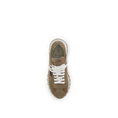 Beige Calf Leather Bos Taurus Platform Sneakers
