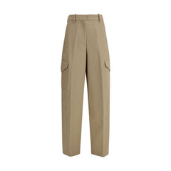 Beige Cotton Cargo Pants