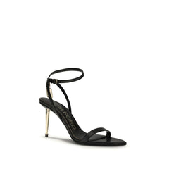 Black Goatskin Stiletto Heel Sandals