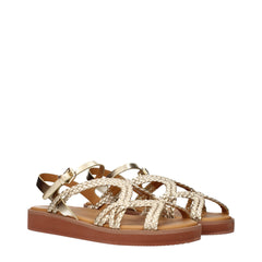 Gold Polyethylene Flat Sandals