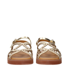 Gold Polyethylene Flat Sandals