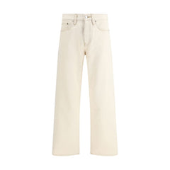 Beige Cotton Relaxed Fit Jeans