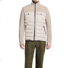 Beige Virgin Wool Full-Length Jacket