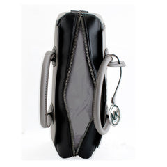 Gray Leather Handbag