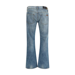Blue Cotton Bootcut Jeans