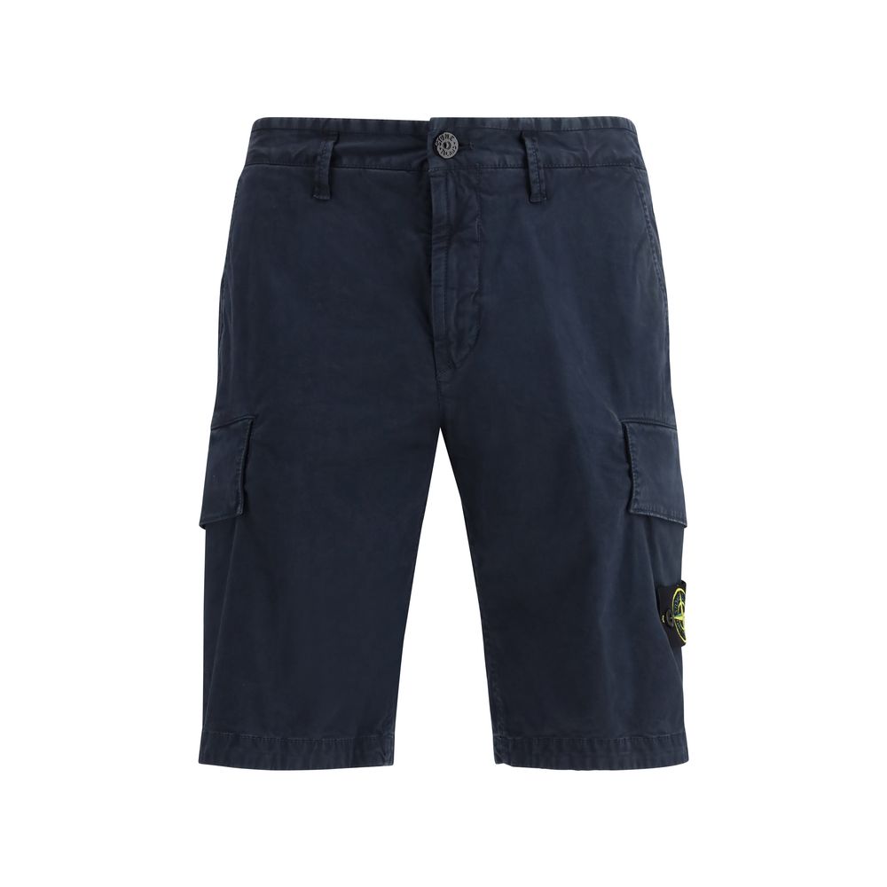 Blue Cotton Bermuda Shorts