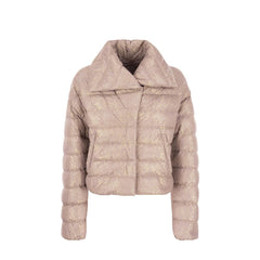 Beige Metallic Fibre Full-Length Jacket