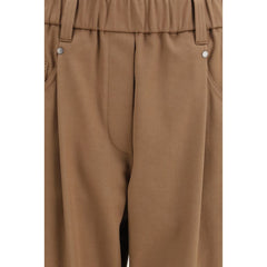 Brown Cotton Casual Pants