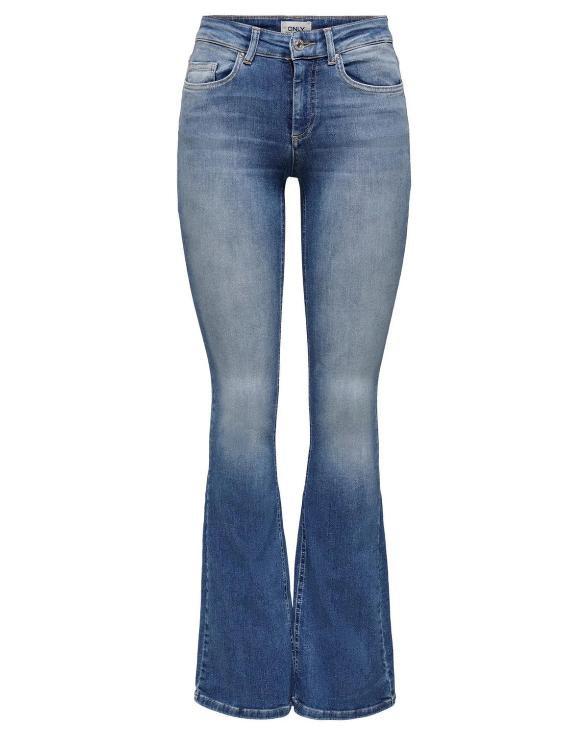 Blue Cotton Flared Jeans