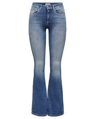 Blue Cotton Flared Jeans