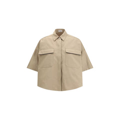 Beige Cotton Shortsleeve Shirt