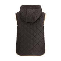 Brown Nylon Sleveless Jacket