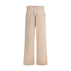 Beige Cotton Casual Pants
