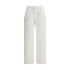 Beige Cotton Straight-Leg Jeans