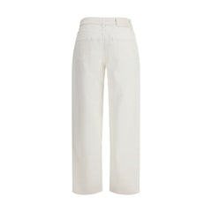 Beige Cotton Straight-Leg Jeans