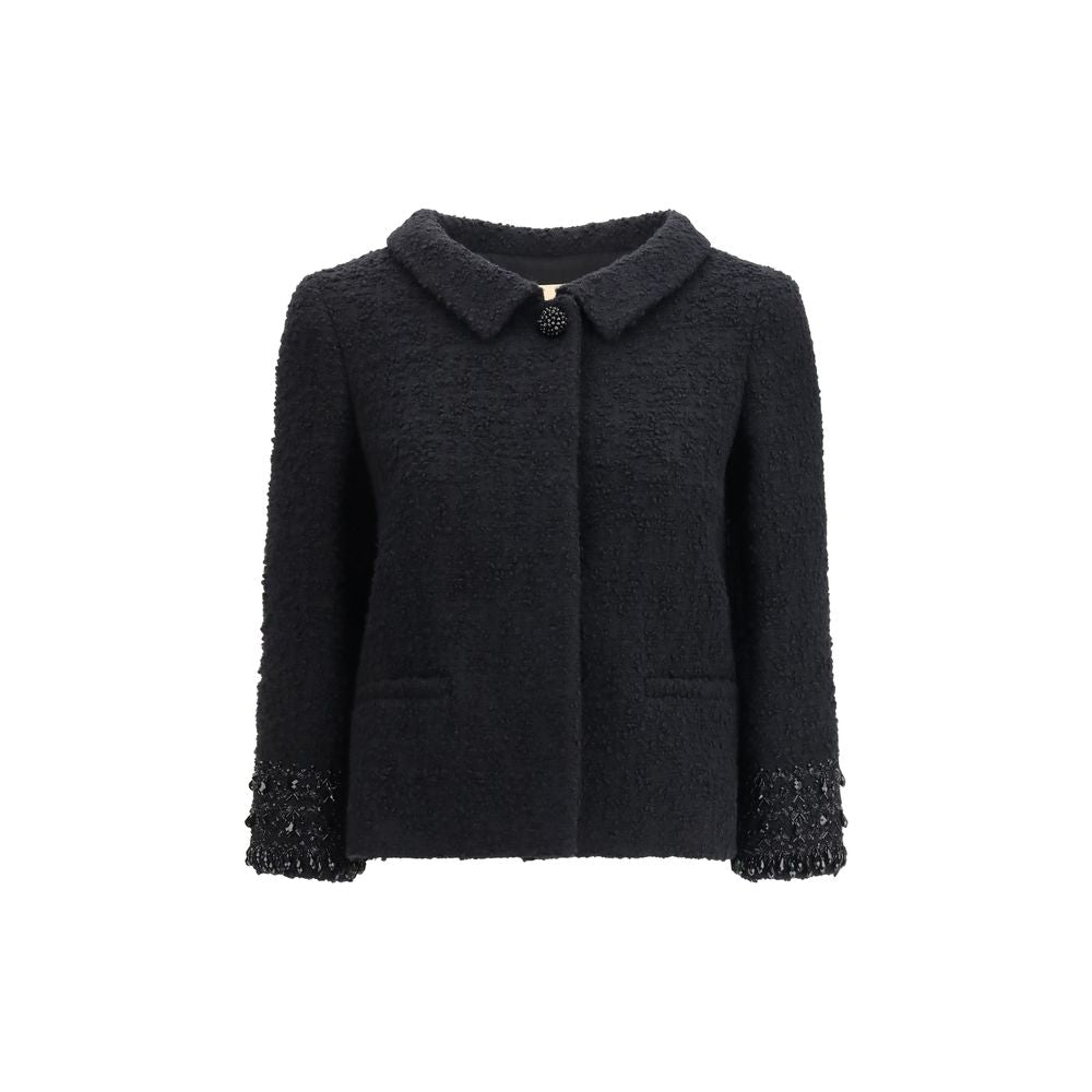 Black Fleece Wool Coat