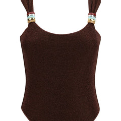 Brown Polyamide One-Piece Swimsuit
