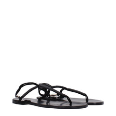 Black Leather Flip-Flop Sandals
