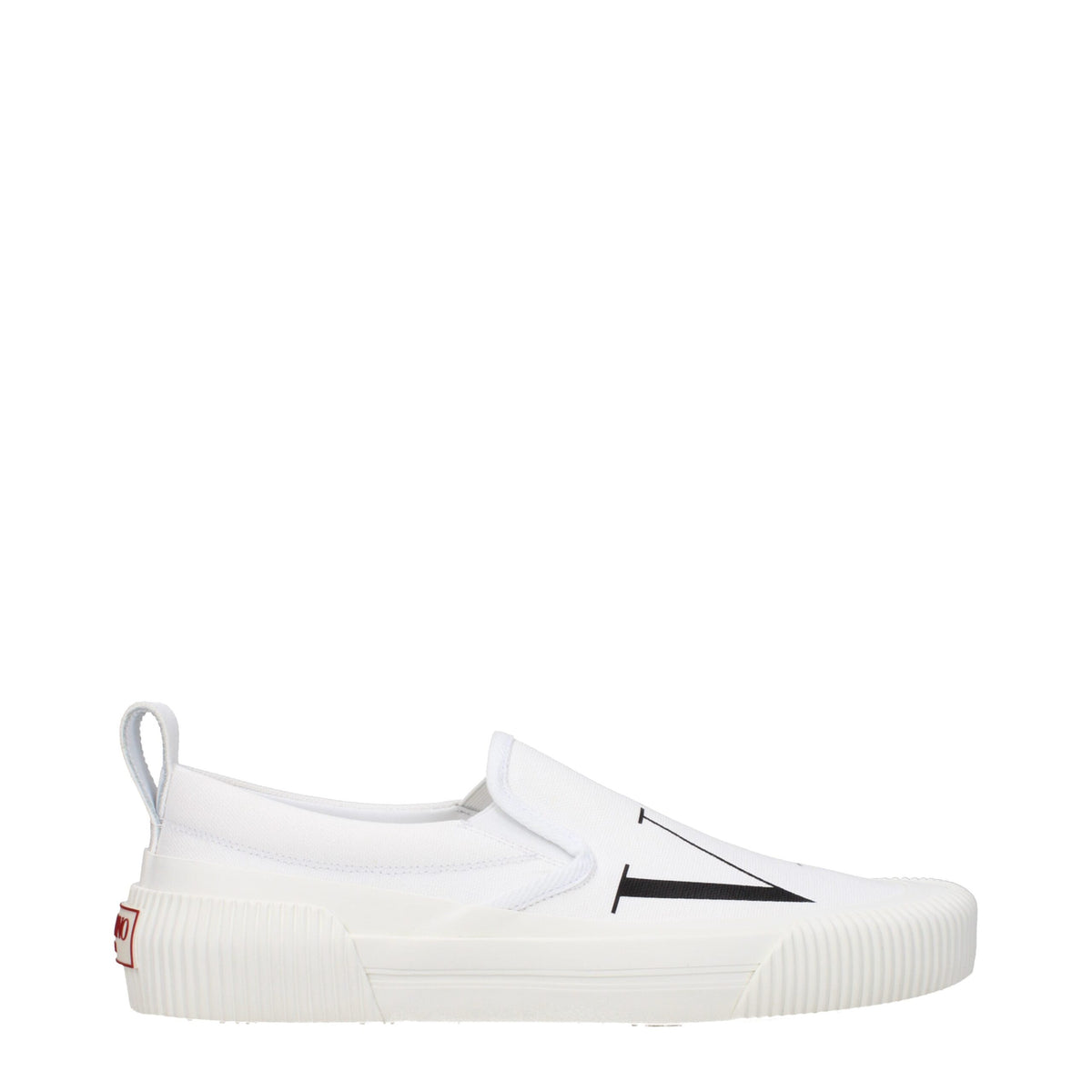 White Fabric Slip-On Loafers