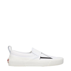 White Fabric Slip-On Loafers