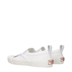 White Fabric Slip-On Loafers
