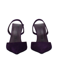 Purple Leather Stiletto Heel Sandals