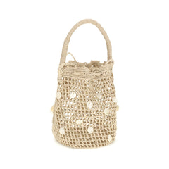 Beige Raffia Backet Bag