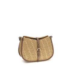 Beige Raffia Shoulder Bag
