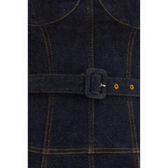 Blue Cotton Casual Dress