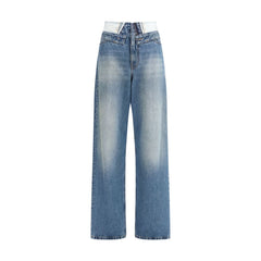 Blue Cotton Straight-Leg Jeans