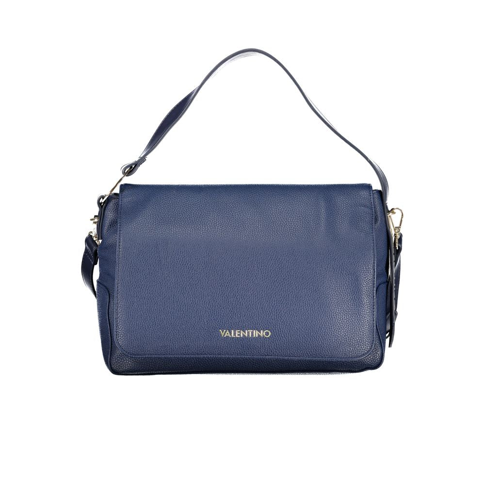 Blue Polyurethane Women Shoulder Bag