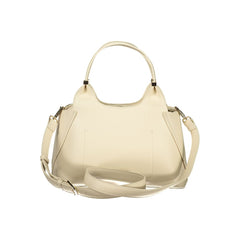 Beige Polyurethane Women Handbag