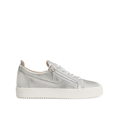 Silver Fabric Low Top Sneakers