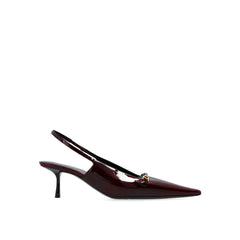 Burgundy Calfskin Mid Heel Pumps