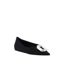 Black Silk Ballet Flats