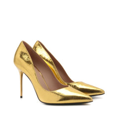 Gold Calfskin High Heel Pumps