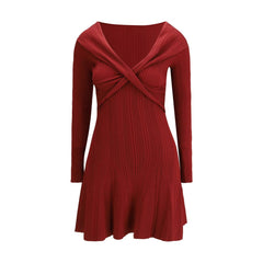Bordeaux Viscose Casual Dress