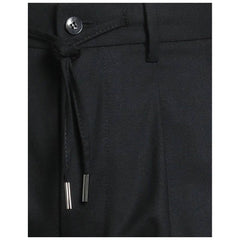 Black Elastane Casual Pants
