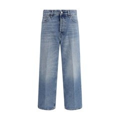 Blue Cotton Boyfriend Jeans