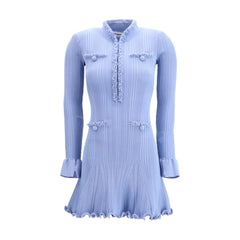 Blue Viscose Casual Dress