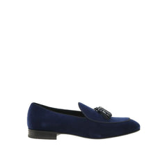 Blue Leather Slip-On Loafers