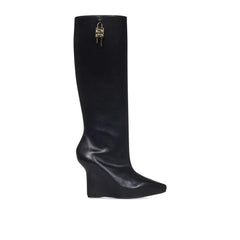 Black Calfskin High Heel Boots