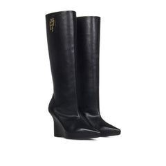 Black Calfskin High Heel Boots