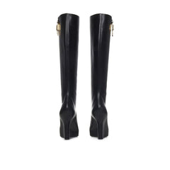 Black Calfskin High Heel Boots